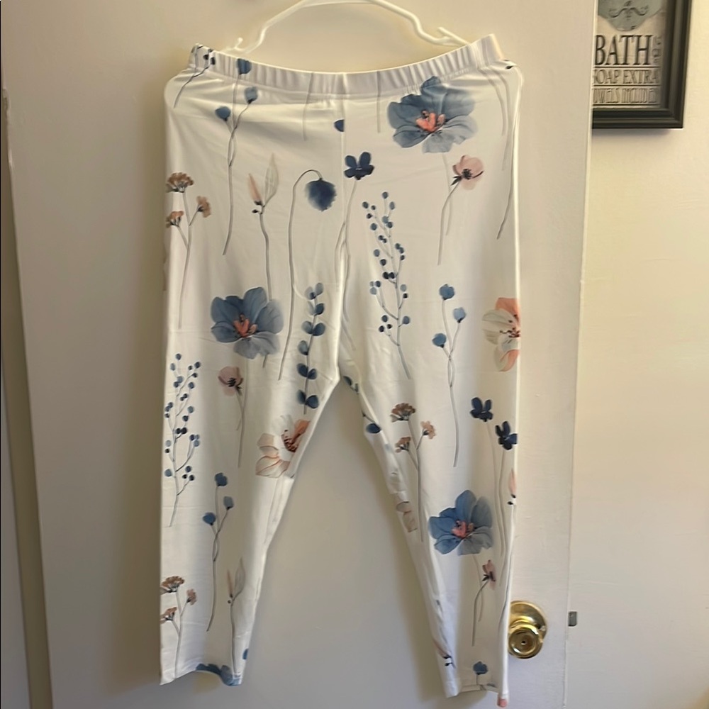 Floral Print White Pants